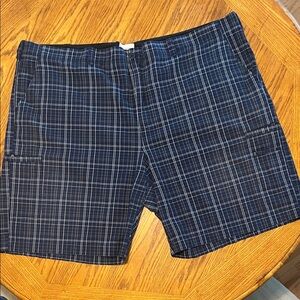 Classic Navy Check Men's Flat Front Shorts